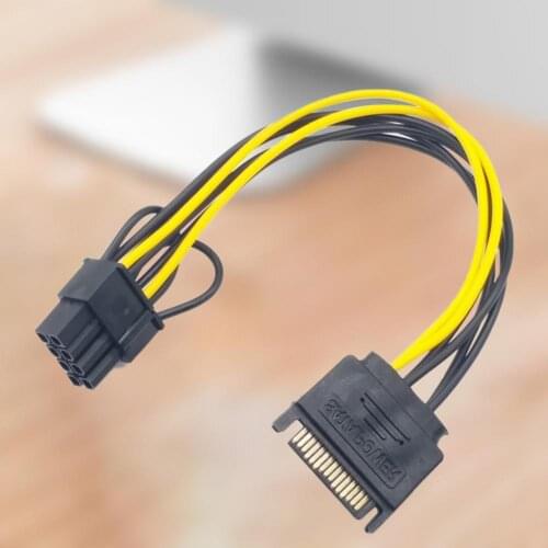 15pin SATA Male to 8pin(6+2) PCI-E Power Supply Cable 20cm SATA Cable 15-pin to 8 pin cable Wire for Graphic Card