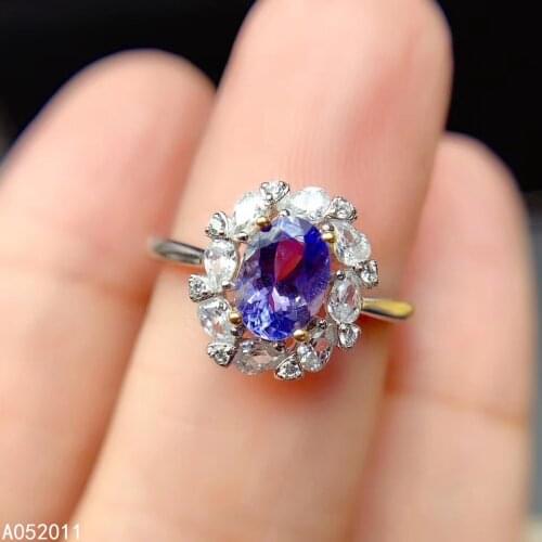KJJEAXCMY fine jewelry natural Tanzanite 925 sterling silver luxury girl new gemstone ring support test hot selling
