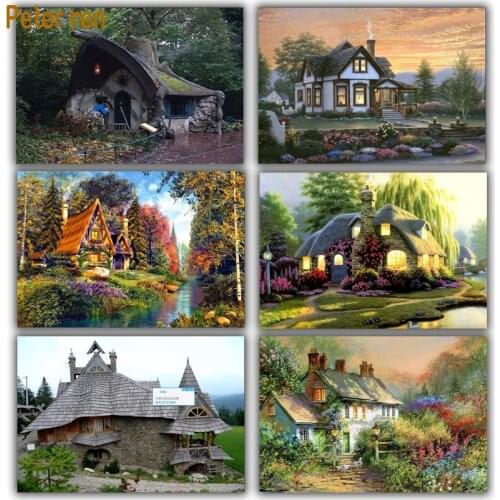 Diy diamond mosaic Landscape series full diamond embroidery house 5d square diamond painting icon beads Fairy tale cottage