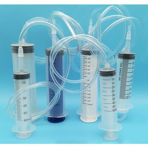 Reusable Plastic Syringe Bubble Syringe Oil Syringe for Extracting Oil Agricultural E Fluid Brake Fluid with Hose 1m 50-150ml
