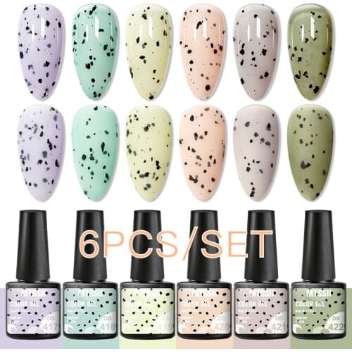 Mtssii 6PCS Jelly Egg Effect Gel Nail Polish Varnishes For Nails Art Eggshell Hybrid Design Base And Top Coat For Gel Polish 6ML