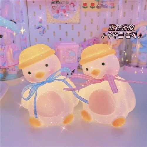 Cartoon Night Light LED Cute Decoration Lamps Duck Girl Kids Children Toys Gifts for Bedroom Bedside Room Lights