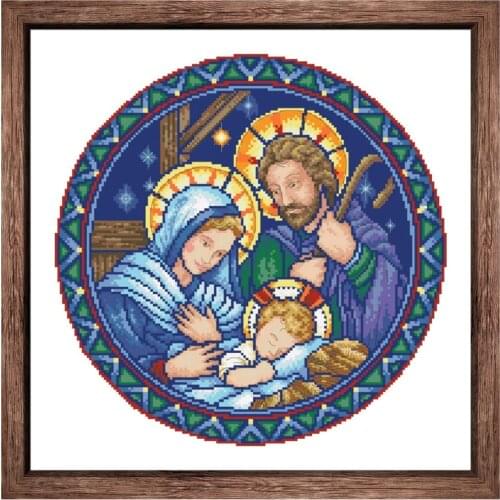 Holy family cross stitch kits people aida fabric 18ct 14ct 11ct white canvas cotton thread embroidery kits DIY craft set