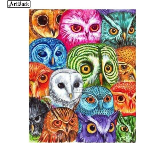New 5D Diamond Painting Owl Pattern Full Square 3d Sticker Embroidered Animal Home Decor Diamond Mosaic Artwork
