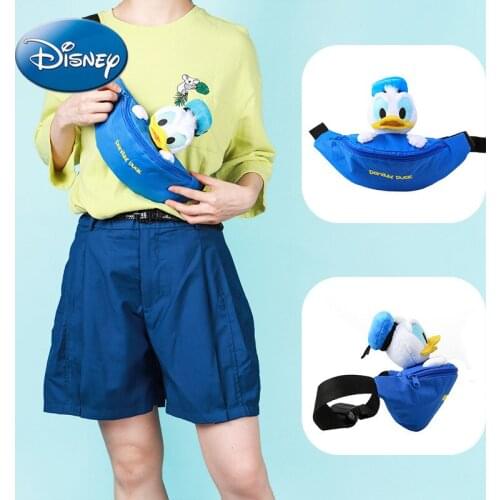 Original Disney Mickey Mouse Donald Duck Waist Bag Student Wild Chest Bag Female Shoulder Messenger Bag Cross Body Bag Woman