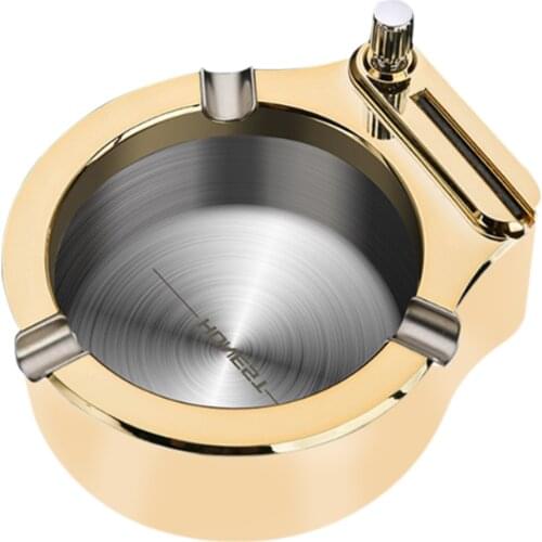 Stainless Steel Office Ashtray Humanized Practical Cigarette Ash Holder Build-in Kerosene Container Ignition Tool Home Office