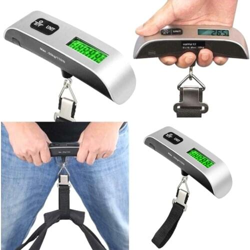 Portable Hanging Scale 50kg LCD Digital Display Electronic Fishing Luggage Scales Weight Balance Tools ABS 13cm*3cm*3cm