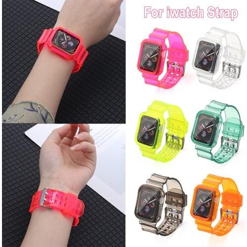 Watchband for Apple Watch 38/40/42/44mm Strap Bracelet for iWatch Series 6 5 4 3 2 Wristband Soft Transparent Rubber Sports Band