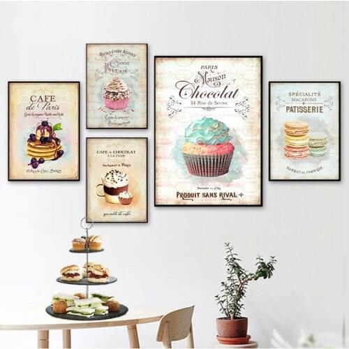 Retro Poster Prints Cafe Coffee Wall Art Vintage Poster Frameless Wall Decor Canvas Pictures On The Wall Cafe Bar Decor