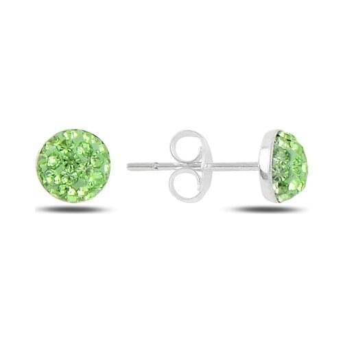 Silver 925 Sterling Half Ball Crystal Stone Earrings