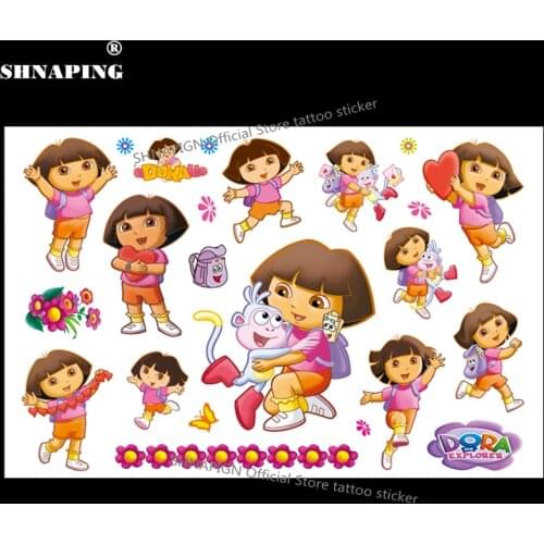 SHNAPIGN Explorer Dora Child Temporary Tattoo Body Art Flash Tattoo Stickers 17*10cm Waterproof Henna Tatoo Styling Wall Sticker