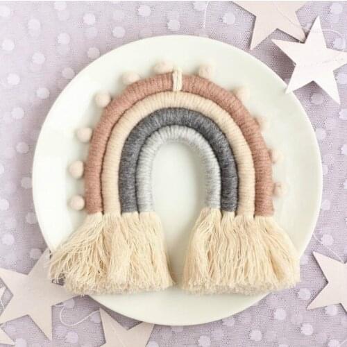 Nordic Home Weaving Rainbow Tapestry Cotton Hand-Woven Color Ornaments ChildrenS Room Decoration Tassel Wall Hanging