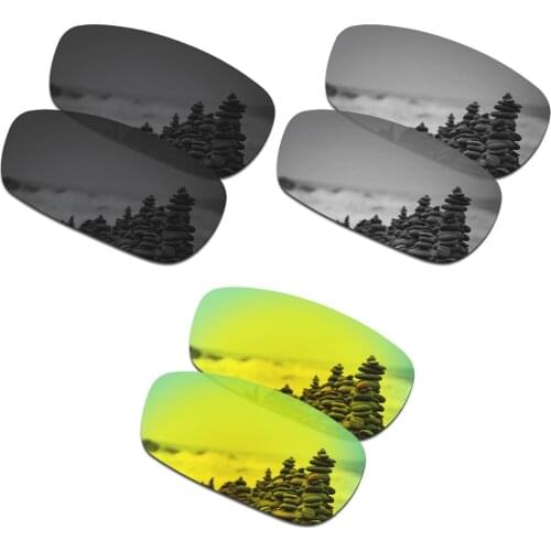 SmartVLT 3 Pairs Polarized Sunglasses Replacement Lenses for Oakley Crosshair 2.0 Black and Silver Titanium and 24K Gold