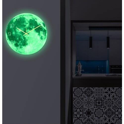 Luminous moon clock planet acrylic material UV printing clock study bedroom living room decoration home decor