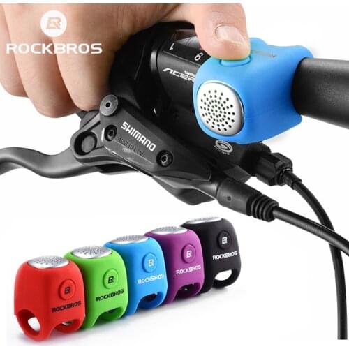 ROCKBROS Bike Bell Electric Cycling Bell 90dB Loudly Horn Rainproof MTB Bicycle Handlebar Silica Gel Shell Ring Bike Accessories