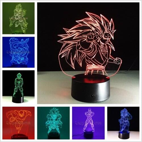 Dragon Ball 3D Night Light LED Decoration Lampara Anime Figure Lamp Broly Vegeta Gogeta Shenron Manga Table Lights Home Decor