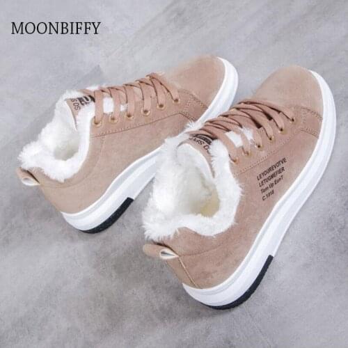 Womens Shoes Winter Women Shoes Warm Fur Plush Lady Casual Shoes Lace Up Fashion Sneakers Zapatillas Mujer Platform Snow Boots