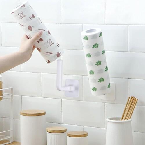 1Pc Kitchen Self-adhesive Accessories Under Cabinet Paper Roll Rack Towel Holder Tissue Hanger Storage Rack for Bathroom Toilet