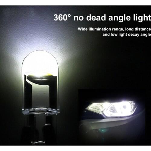 10pcs T10 License Plate Light W5W 194 Glass Housing COB LED Bulb Wedge Dome Light Door Parking clearance lights Car Accessories