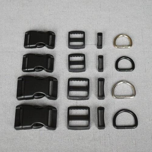 100 Sets 20mm 25mm Plastic buckle strap rectangular buckle adjuster for bag pet dog collar necklace sewing handmade accessory