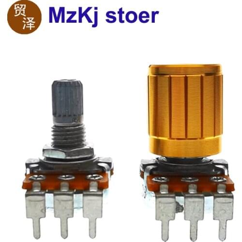 3Pcs Hot New Original Taiwan ALPHA WH148 + Golden Aluminum Knob Stepping 10 Bits ±20% 10K B10K 3PIN Potentiometer