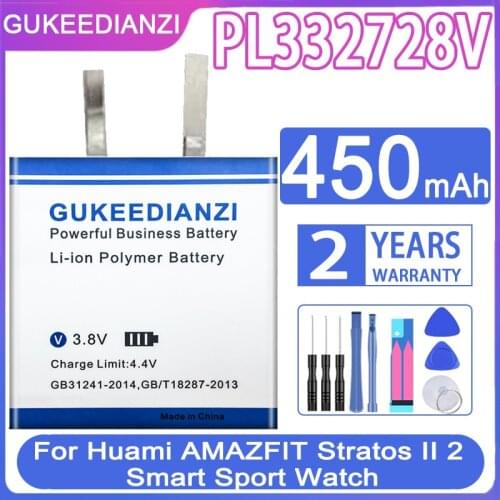 GUKEEDIANZI Replacement Battery PL332728V 450mAh For Huami AMAZFIT Stratos II 2 Smart Sport Watch Stratos2