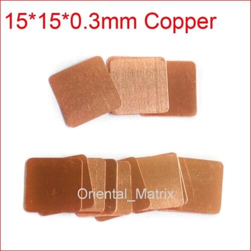 Free Shipping 20pcs 15*15*0.3mm Copper Cooler Heat Sink,Thermal Cooling Shim ,Copper Shim,Graphics Thermal Pad Cooler