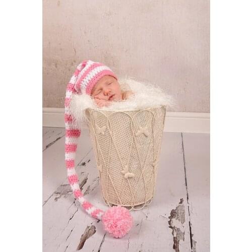 Free shipping,long tail elves baby hat,Christmas handmade crochet newborn hats caps 100% cotton size:0-3month
