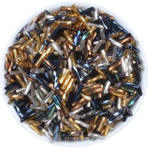 6Color Mixed Color 500pcs Glass Seed Beads Silver-Lined Bugle Bead 2x6mm Tube DIY Earrings Bracelet Jewelry Making