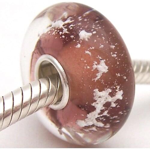 PJG2736 100% S925 Sterling Silver Beads Murano Glass beads Fit European Charms Bracelet charms diy jewelry Lampwork GlassBeads