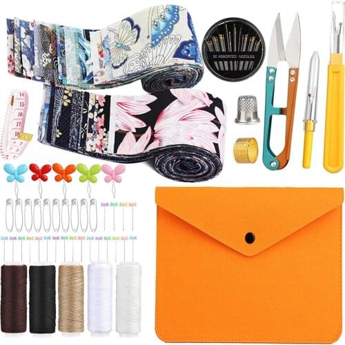Dailylike Cotton Quilting Fabric Quilting Fabric Bundles+Sewing Thread+Seam Ripper+Hand Sewing Needles+Needle Thread