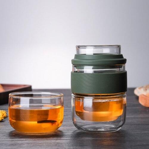 Delicate Travel Teaware Sets With Carring Cases Heat-resistant glass Teapot with Small Glass Filter Flower Tea Portable Teawares