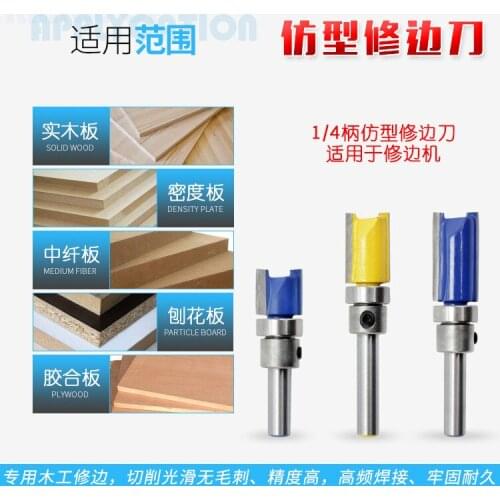 Woodworking Cutter Profile Trimming Knife With Bearing Trimming Cutter Head 1/4 Handle Straight Knife Boring Slot Carving Tool