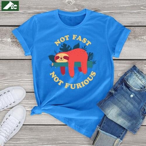 Kawaii Sloth T Shirt Women Clothing Harajuku Short Sleeve Cartoon Vintage Girls Tops Cotton Graphic Shirts Funny Tee Blouses 3xl