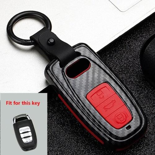 Hot Durable ABS Carbon fiber+Silica Gel car key protection case cover For Audi A6L A4L Q5 A3 A4 B6 B7 B8Car Accessories keychain