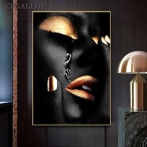 Tearful African Woman Canvas Painting HD Print Black Women Poster Modern Canvas Wall Art Cuadros Home Decor Wall Pictures quarto