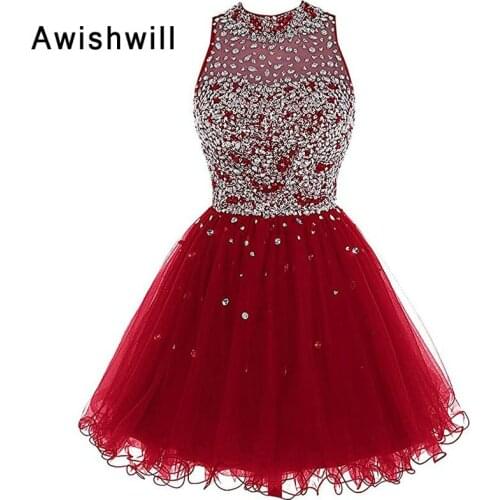 Real Pictures Cocktail Dresses 2020 Beadings Tulle Open Back A-line Gala Party Dress Short Vestidos de Coctel Elegantes