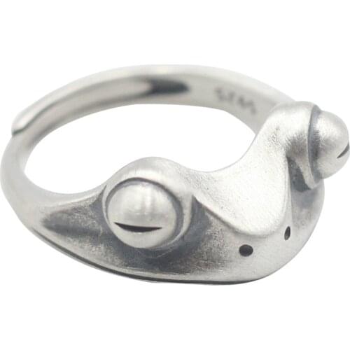Frog Ring Women 925 Silver Retro Personality Adjustable Ring Jewelry Men RERI889