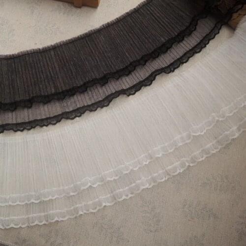 1Yards Pleated Tulle Lace Fabric Ribbon 12cm Lace Wedding Trim Sewing Guipure Craft Supplies Clothing Lace Appliques encaje QZ01