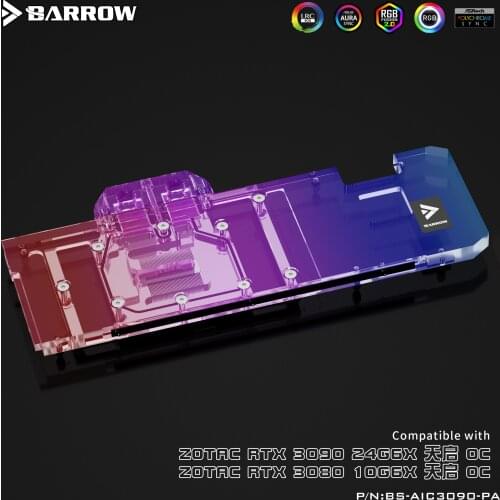 Barrow PC water cooling GPU cooler video card Graphics card Radiator for ZOTAC RTX 3090 TQ OC LRC2.0 BS-AIC3090-PA