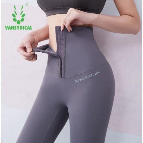 Vansydical Leggings Women Fitness High Waist Sport Push Up Compression Cropped Trousers Gym Workout Exercise Elastic Legging