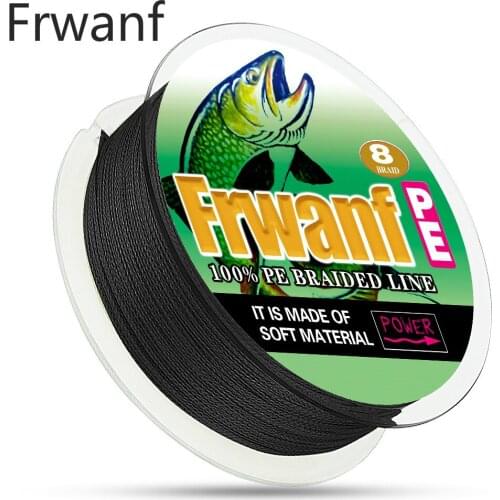 Frwanf fishing line pe 8 braid cord 100m 300m never faded black super braided wire rope sea ice fishing tackle thread 8-300LBS