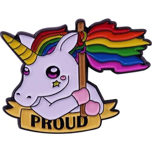 Cute Cartoon Unicorn Rainbow Flag LGBTQ Enamel Metal Copper Clothes Bag Hat Lapel Badge Brooch Pin Accessories