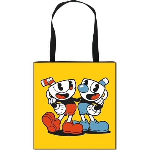 Cuphead Game Mugman Women Fashion Handbag Ladies Shopping Bag Teenager Girl Shoulder Bag for Travelling