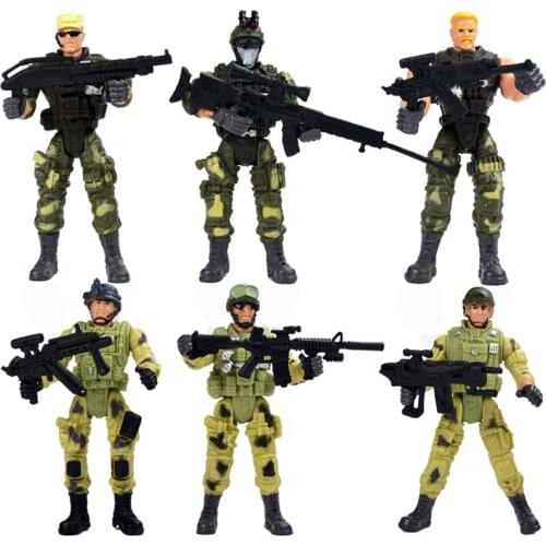 Military Soldier Toy Set Building Block Special Forces Police Model Counter-Strike Doll Joint Movable Doll Weapon Plastic Toys