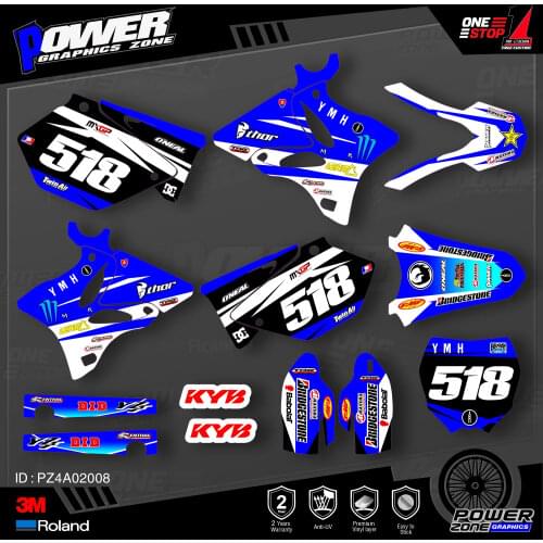 PowerZone Custom Team Graphics Backgrounds Decals 3M Stickers Kit For YAMAHA 2002-2014 YZ125 YZ250 008