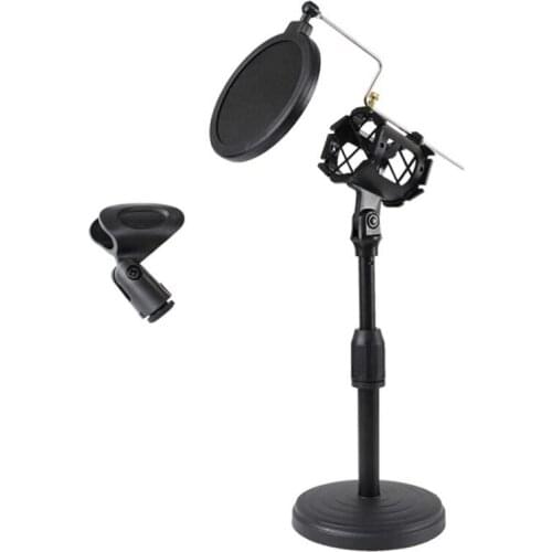Desktop Microphone Stand,with Adjustable Shock Mount,for Condenser Microphone,for Live Chat Meeting Podcasts Recording