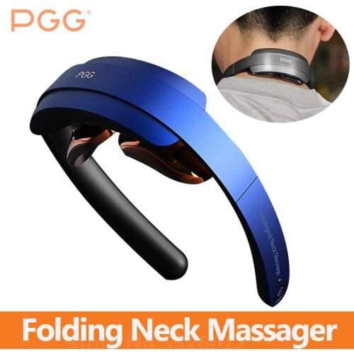 PGG Folding Portable Neck Massager 5 Modes Infrared Pulse Massage Heating Relaxation Muscles Relief Pain Cervical Spine Care
