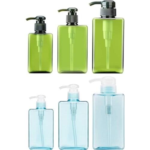3pcs Empty Pump Containers for Lotion Liquid Shampoo Conditioner Hand Shower Wash Bottles Square Soap Dispensers