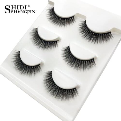 SHIDISHANGPIN 3d mink false lashes full strip lashes 10mm eyelashes natural long eyelash extension 1 box 3 pairs eyelashes X22